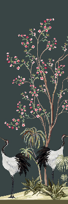 Modern roller blind Birds by the rose bush