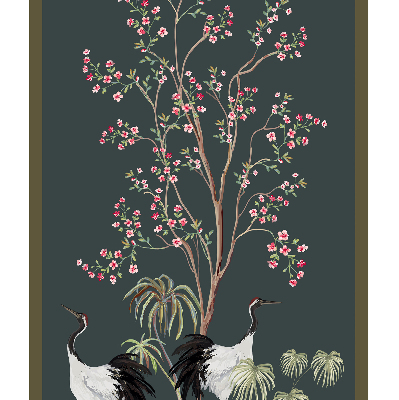 Modern roller blind Birds by the rose bush