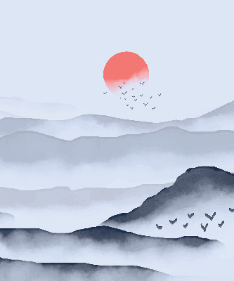Roller blind for large window Mountains in the fog