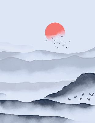 Roller blind for large window Mountains in the fog
