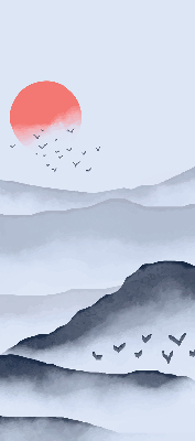 Roller blind for large window Mountains in the fog