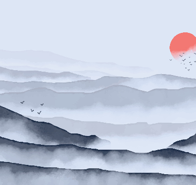 Roller blind for large window Mountains in the fog