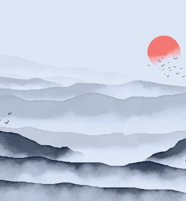 Roller blind for large window Mountains in the fog