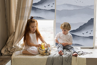 Roller blind for large window Mountains in the fog
