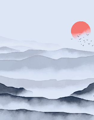Roller blind for large window Mountains in the fog