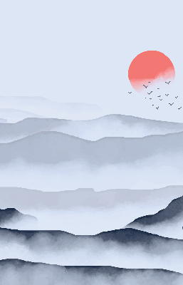 Roller blind for large window Mountains in the fog