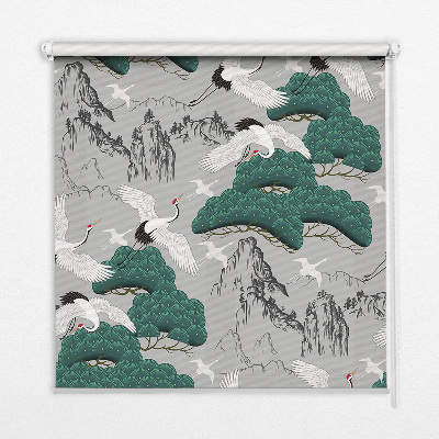Fabric roller blind Flying Cranes