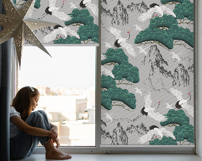 Fabric roller blind Flying Cranes