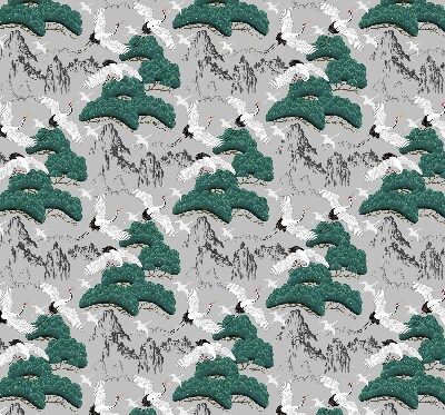 Fabric roller blind Flying Cranes