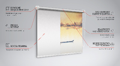 Modern roller blind Sunset over the lake