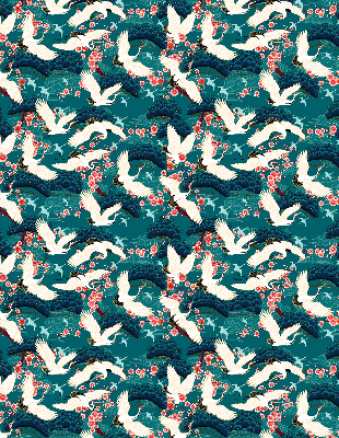Roller blind for large window A flock of cranes