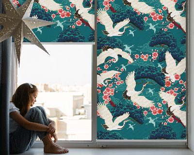 Roller blind for large window A flock of cranes