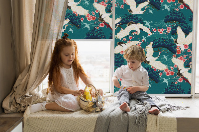 Roller blind for large window A flock of cranes