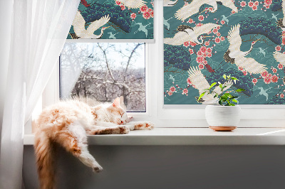Roller blind for large window A flock of cranes
