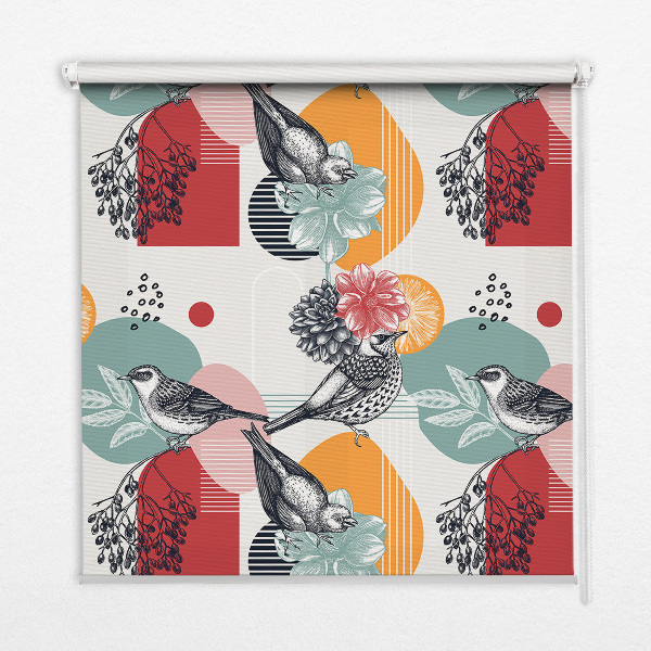 Fabric roller blind Birds