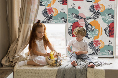 Fabric roller blind Birds