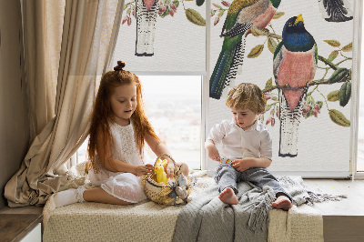Roller blind for large window Birds on the branches