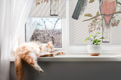 Roller blind for large window Birds on the branches