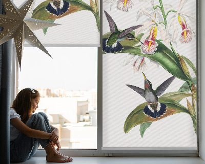 Fabric roller blind Birds on a flower