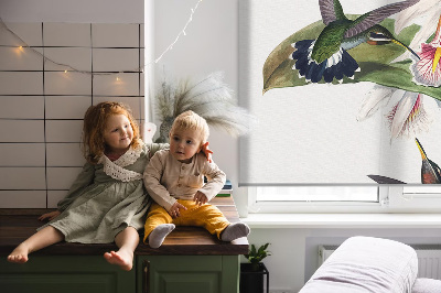 Fabric roller blind Birds on a flower