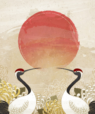 Modern roller blind Cranes at sunset