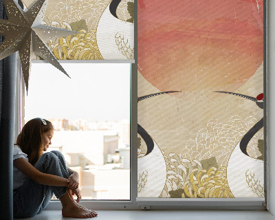 Modern roller blind Cranes at sunset