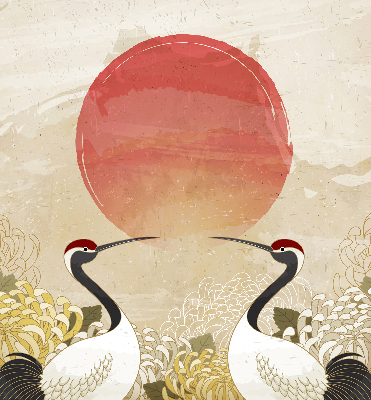 Modern roller blind Cranes at sunset