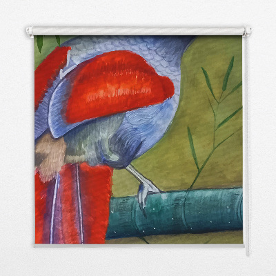 Fabric roller blind A bird on a branch