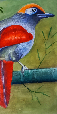 Fabric roller blind A bird on a branch