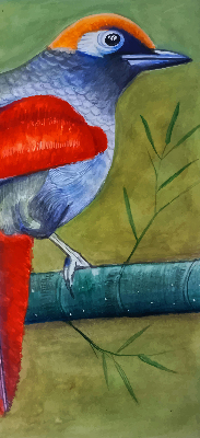 Fabric roller blind A bird on a branch