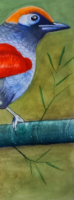 Fabric roller blind A bird on a branch