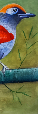 Fabric roller blind A bird on a branch