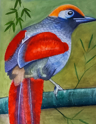 Fabric roller blind A bird on a branch
