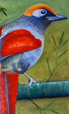 Fabric roller blind A bird on a branch