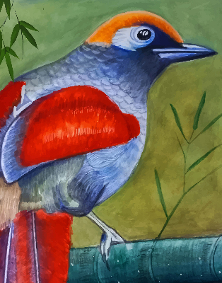 Fabric roller blind A bird on a branch