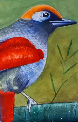 Fabric roller blind A bird on a branch