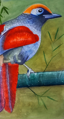 Fabric roller blind A bird on a branch