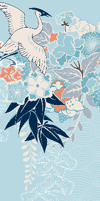 Modern roller blind Heron in flowers