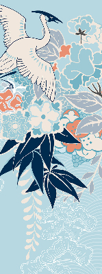 Modern roller blind Heron in flowers