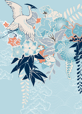 Modern roller blind Heron in flowers