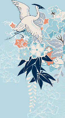 Modern roller blind Heron in flowers