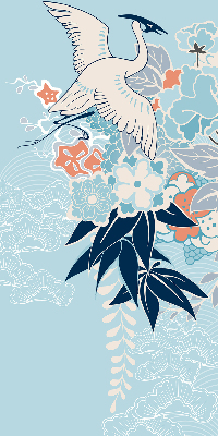 Modern roller blind Heron in flowers