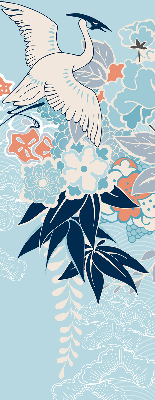 Modern roller blind Heron in flowers