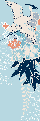 Modern roller blind Heron in flowers