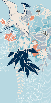 Modern roller blind Heron in flowers