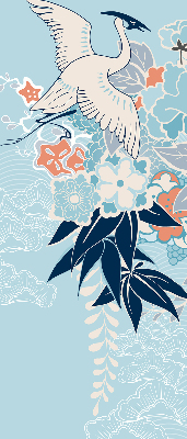 Modern roller blind Heron in flowers
