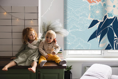 Modern roller blind Heron in flowers