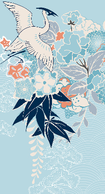 Modern roller blind Heron in flowers