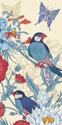 Roller blind for large window Birds among the flowers