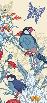 Roller blind for large window Birds among the flowers